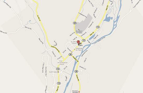 Map of Delhi, NY